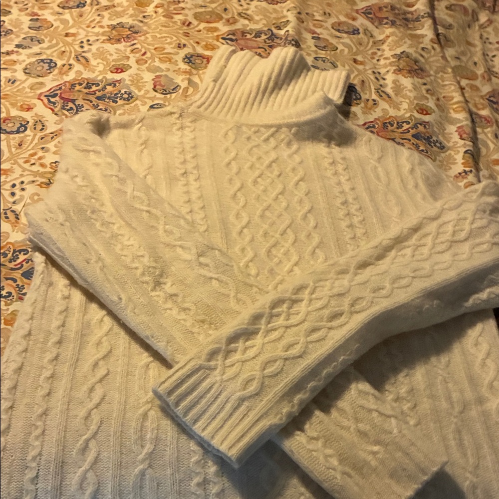 Polo Ralph Lauren Women's Cable Knit Turtleneck Sweater - White